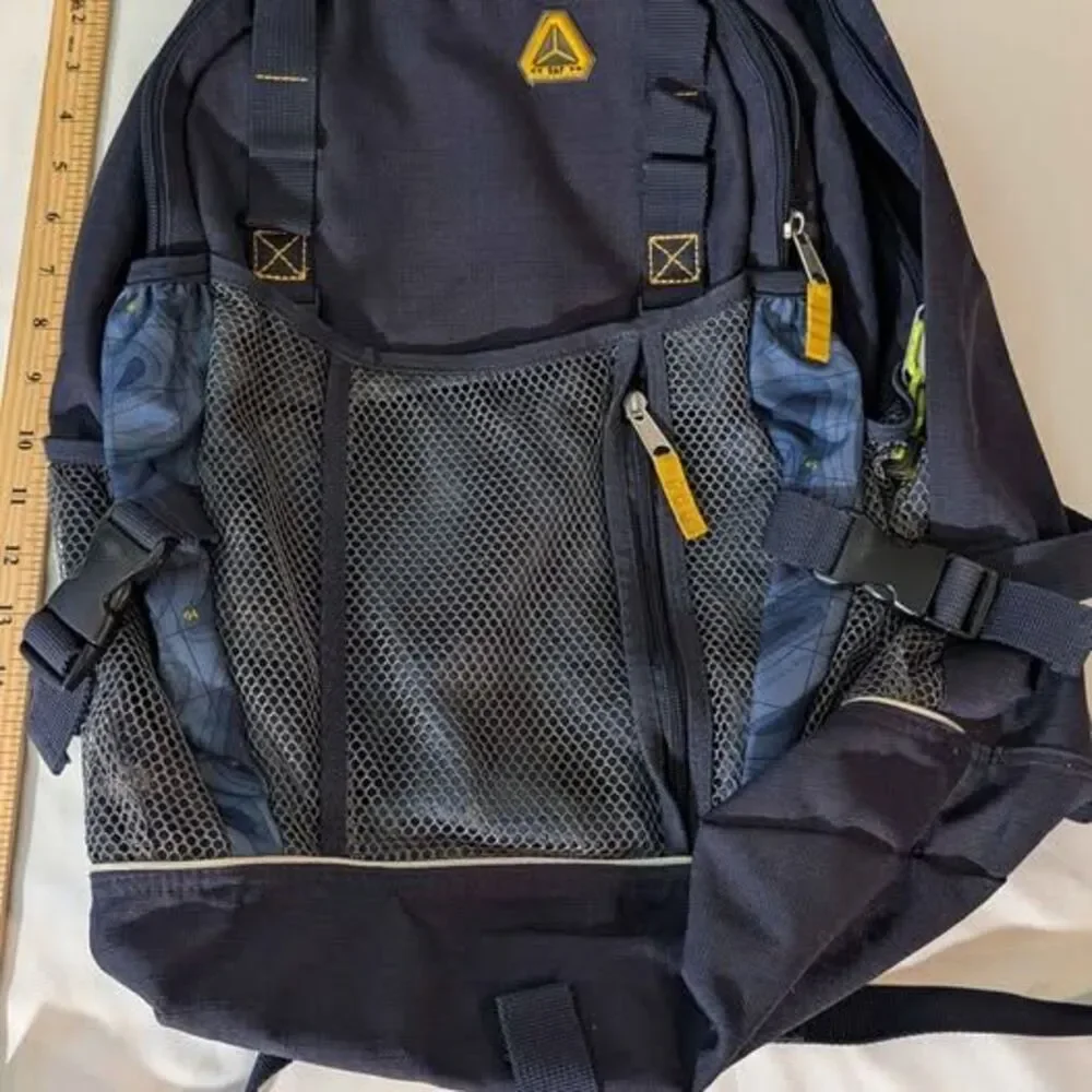 Vtg Gap Kids Hiking Backpack Topographic Map Lining Blue Gorpcore Tactical